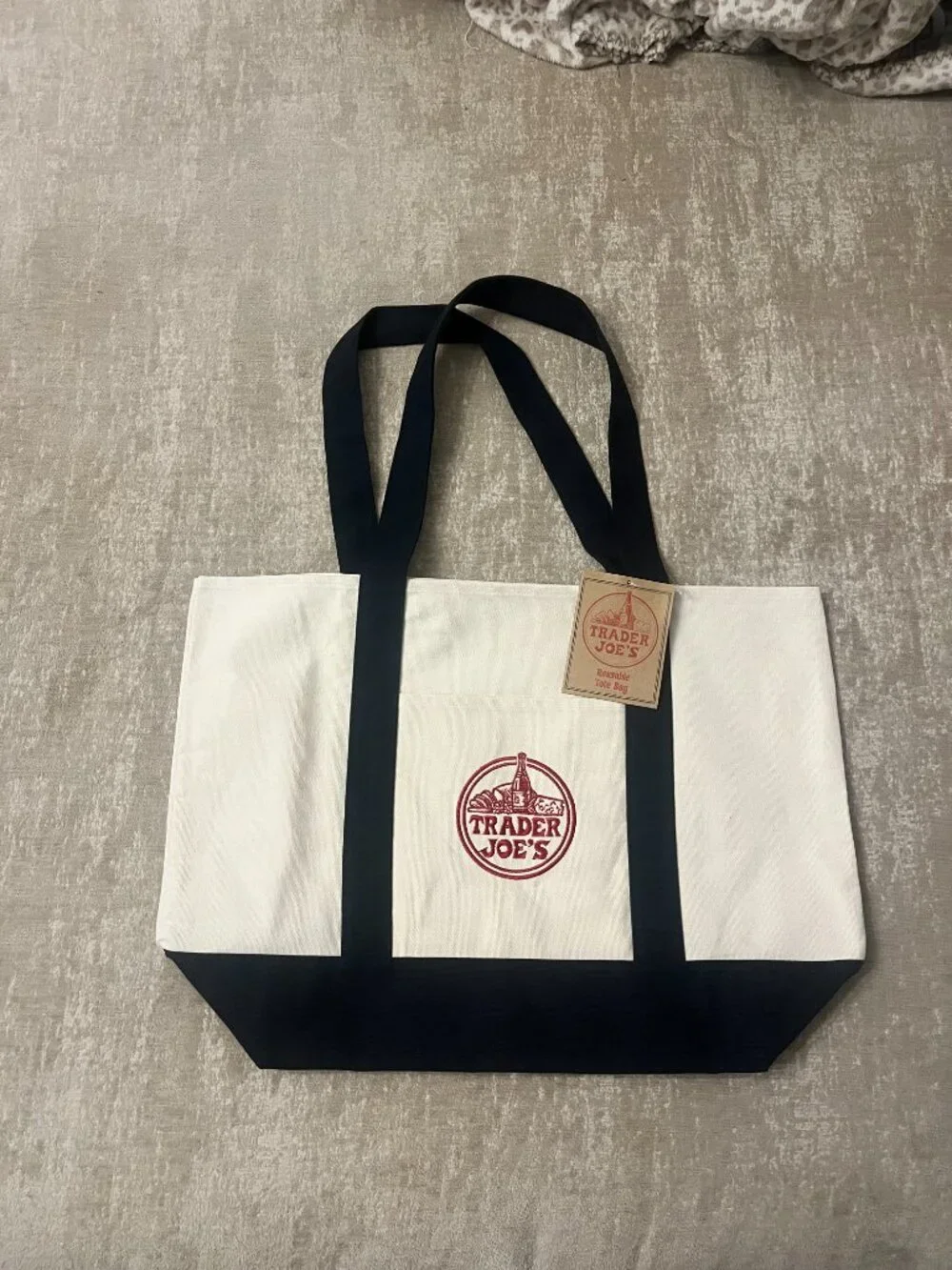 Trader Joe's Navy  Large Canvas Tote Bags (2)